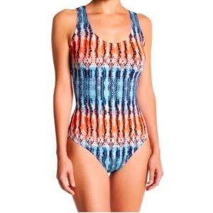 TART Swim Masie One Piece Sleeveless Scoop Back Print Swimsuit, Multicolor, S